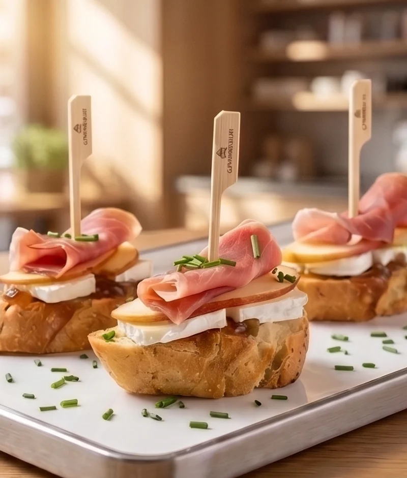 Tapas jambon, brie et pomme